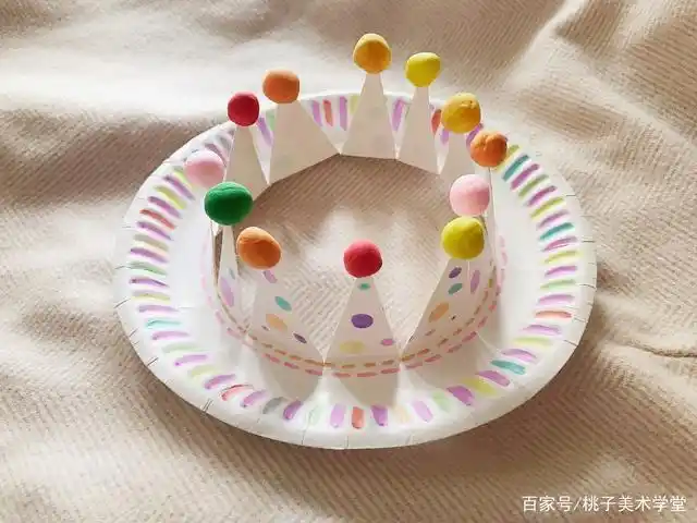 纸盘制作的可爱生日帽