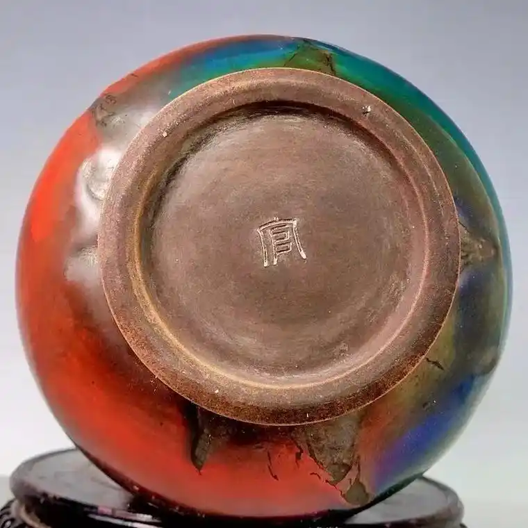 宋钧瓷窑变蚯蚓走泥纹葫芦赏瓶瓷566800整器型规整