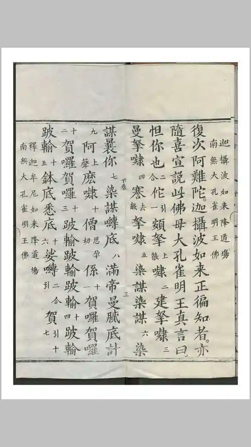 佛母大孔雀明王咒经存下卷