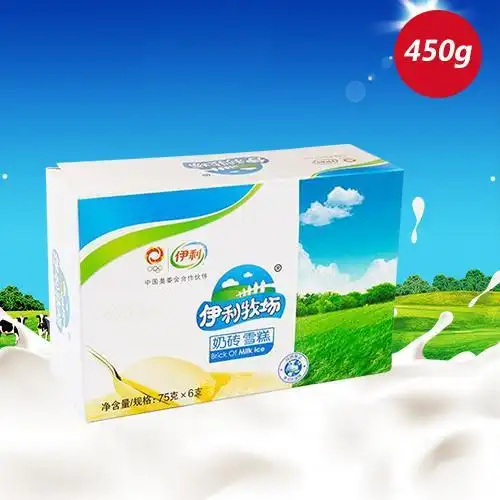 伊利牧场奶砖雪糕450g盒装