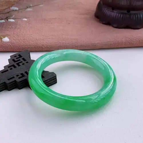 ck缅甸翡翠手镯缅甸老坑冰糯种飘花正阳绿绿翡翠送礼玉镯子七夕情人节