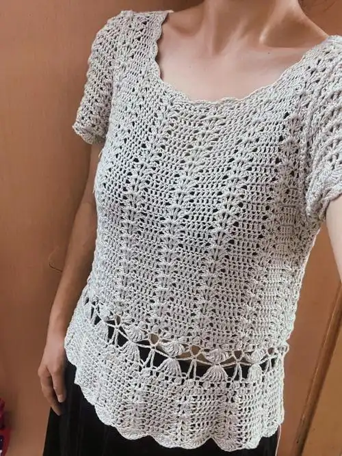 终于完成一件了#夏季短袖  #瘦腰  #手工编织  #钩针图解