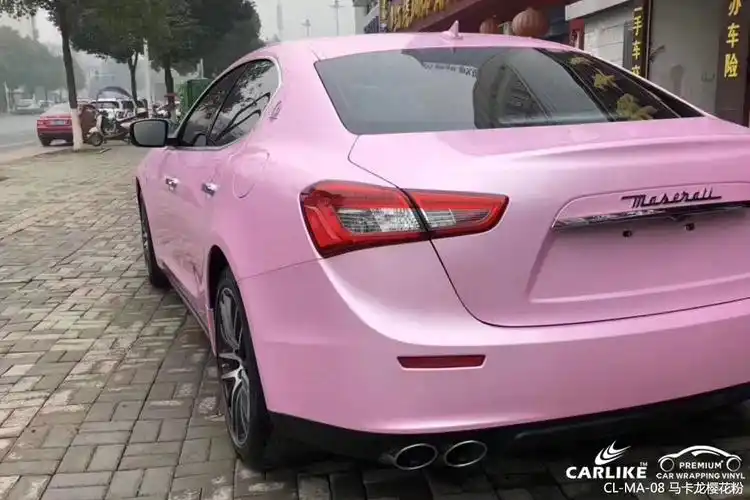 carlike卡莱克64clma08玛莎拉蒂马卡龙樱花粉全车改色膜