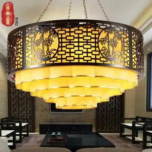 中式圆形实木祥云吊灯图片