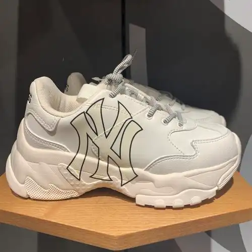 韩国正品mlb老爹鞋女鞋新款ny老花男鞋情侣厚底小白鞋增高ins潮鞋