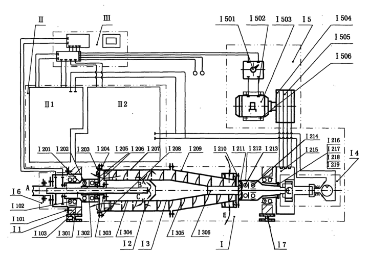 一种逆流式调速型卧螺离心机