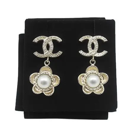 禁用耳饰】chanel/香奈儿 16年新款cc吊珍珠金花耳环【正品 价格 图片