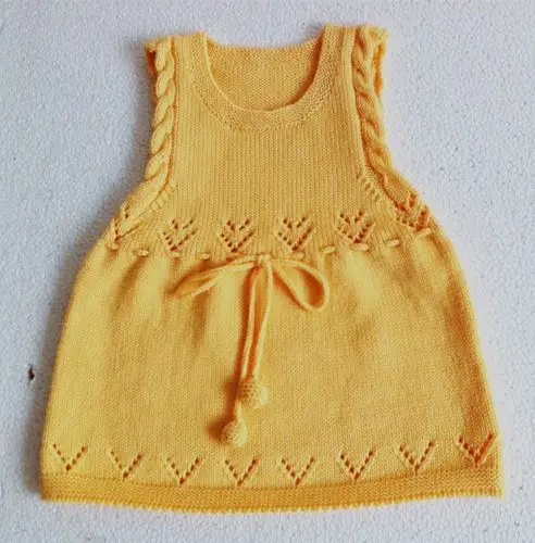 手工编织宝宝毛线连衣裙 女童毛衣背心裙手打毛线裙