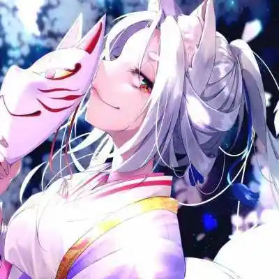 二次元戴狐狸面具萝莉头像