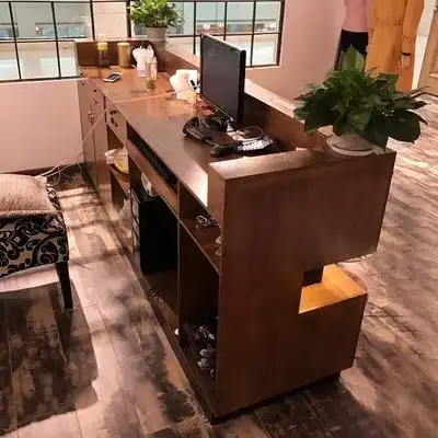 前台桌店铺吧店复古收银台柜台.服装吧台现代小型超市台接待简约