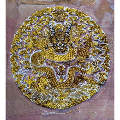 金色透明欧根纱清朝官服龙袍男装一品文官团龙刺绣绣片补子