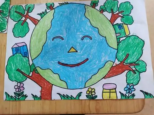 金环幼儿园朵朵一班绘画《保护地球》