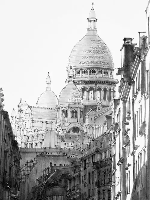 巴黎圣心大教堂建筑素描步骤图