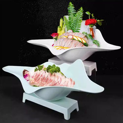 深蓝网红海鲜姿造日料三文鱼高档刺身摆盘盘子高端大冰盘肥牛餐具