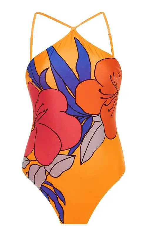 wanda halter one piece swimsuit in yellow