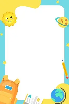 蓝色小清新卡通文具儿童边框海报背景