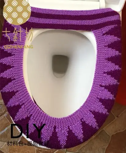 【七针坊】手工编织diy材料包 视频教程-毛线编织马桶垫