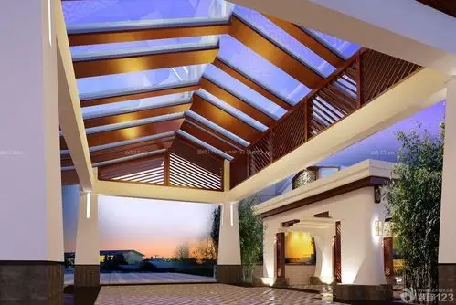 别墅入户花园玄关雨棚设计装修效果图