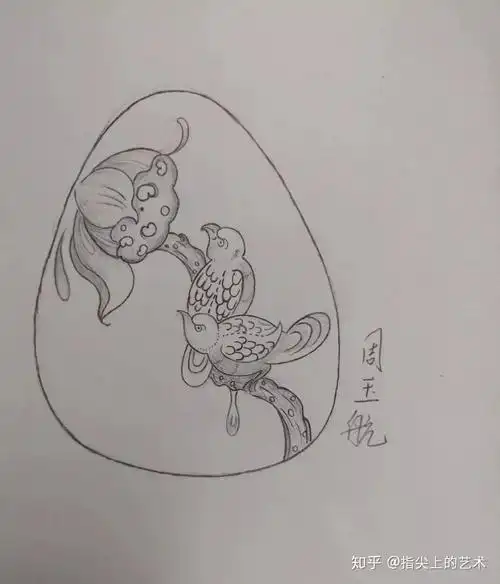 我是雕刻师00后玉雕专业学生日常画稿