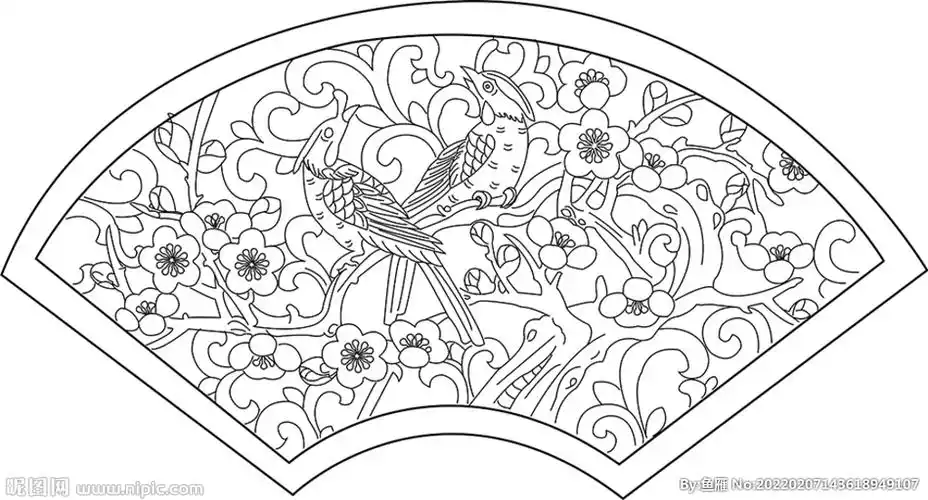 喜鹊登梅扇形图片