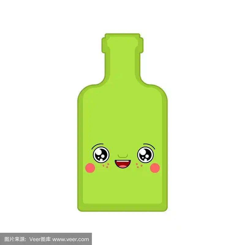 酒精卡哇伊可爱的卡通.有趣的瓶子.甜饮矢量图