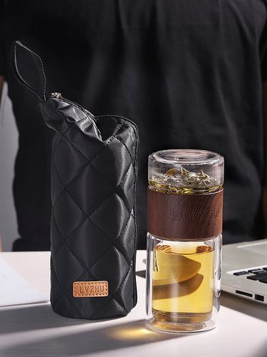 办公室茶水分离泡茶水杯女双双层玻璃茶杯网红玻璃杯