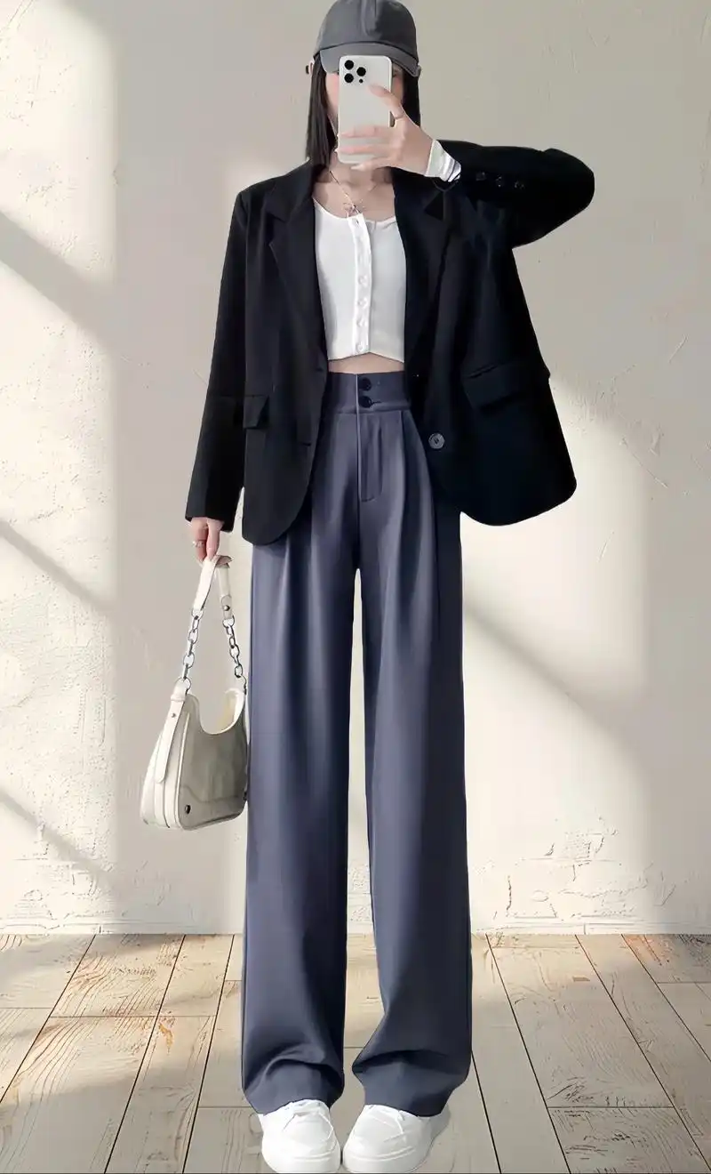 百搭高腰阔腿裤
