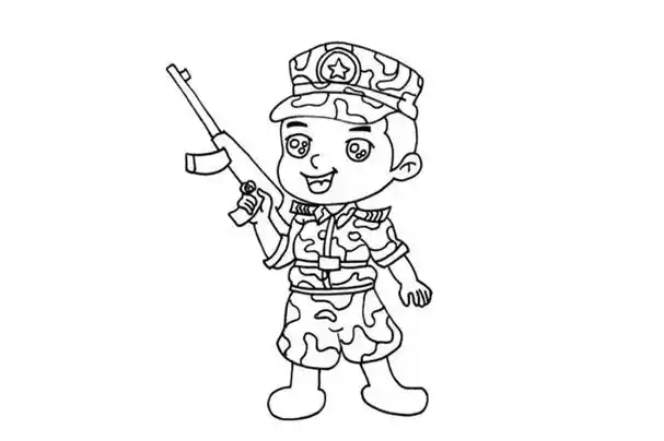 特种兵军人简笔画步骤图解