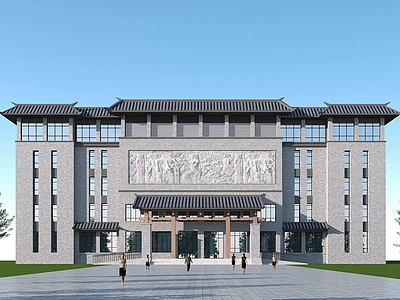 3d新中式办公楼模型