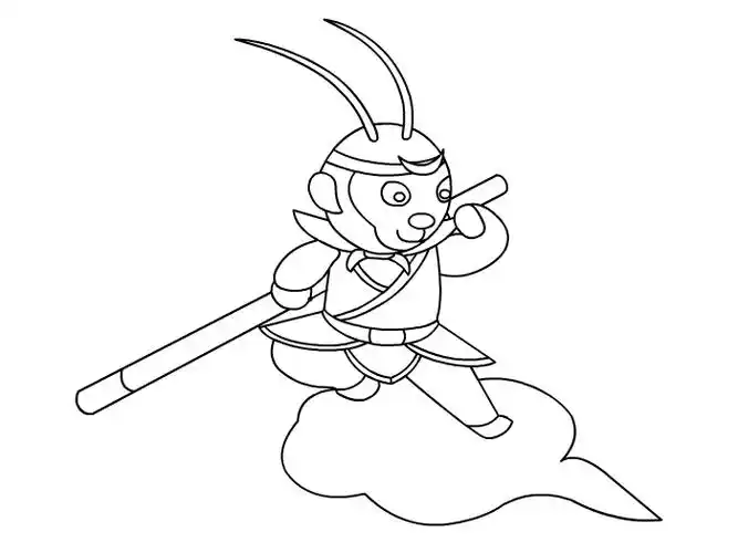 2.再画出孙悟空的身体.1.先画出孙悟空的头.