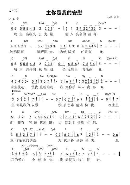 赞美诗《主你是我的安慰》歌谱-敬拜网 - 敬拜成长心得—敬拜信息资料