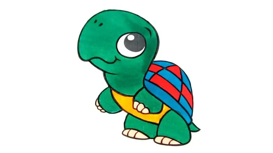 给一只机智又可爱的乌龟卡通简笔画涂色