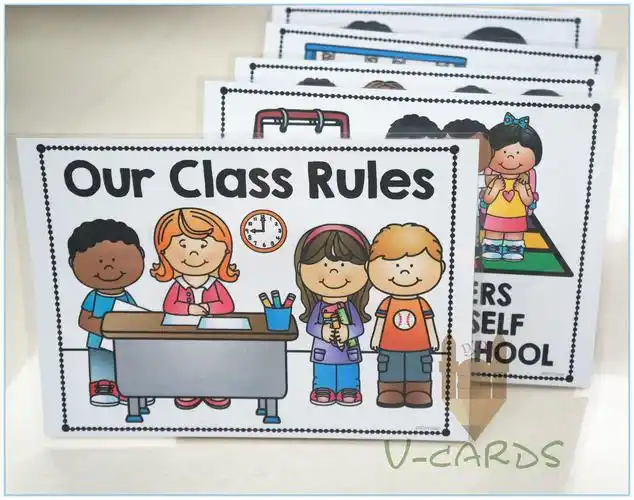 英语classroomrules教室守则规矩礼貌幼儿园早教墙面早教闪卡