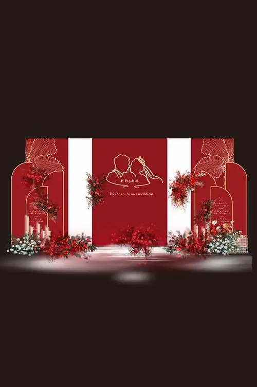 中式红色大气背景墙效果图-中式红色大气背景墙设计素材下载-众图网