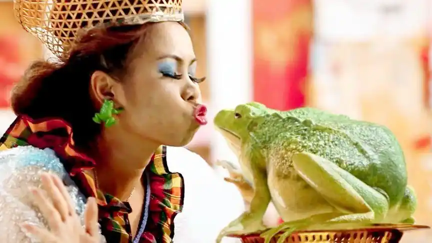 丑女每天亲吻青蛙,没想到真的吻出个王子来,搞笑片《青蛙公主》