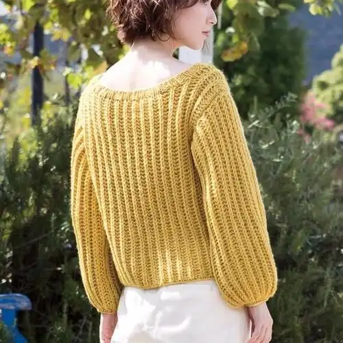 编织毛衣元宝针怎么织(粗毛线编织元宝针花样毛衣)(2)