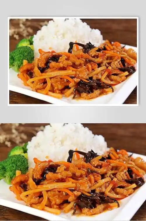 餐饮美味鱼香肉丝盖浇饭高清图