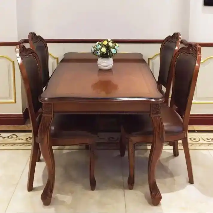 美式餐桌实木做旧现代简约家用小户型餐厅咖啡厅餐桌椅组合