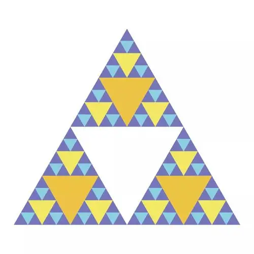 在完成一个超大的谢尔宾斯基三角形之后,还可以让孩子涂上喜欢的颜色