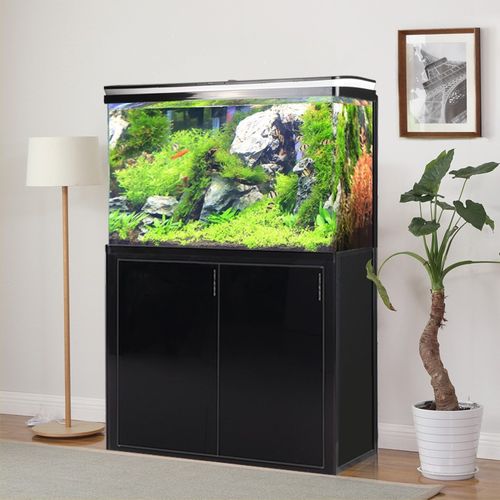 森森(sunsun)鱼缸金鱼缸家用落地玻璃生态大鱼缸客厅水族箱 黑色 80cm