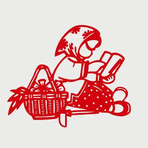 手工窗花牧童放牛人物剪纸作品图 教室儿童房墙壁贴纸