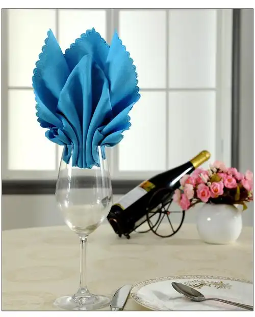 欧式提花西餐厅饭店口布擦杯布餐桌餐巾布方巾折花纯色简约现代