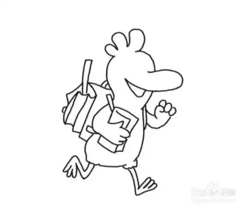 小鸡上学简笔画