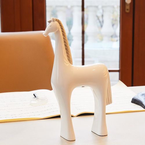 家居软装饰品现代简约电视柜酒柜玄关乔迁新居礼品 浮士德战马(白色)