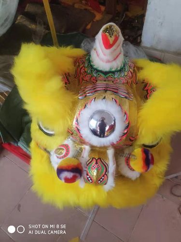 海浪工艺舞狮子正宗醒狮南狮高档羊毛佛山醒狮道具半竹篾狮头