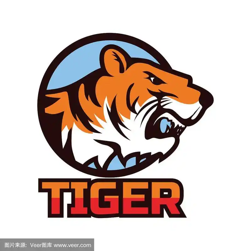 老虎图标孤立在白色背景,矢量插图