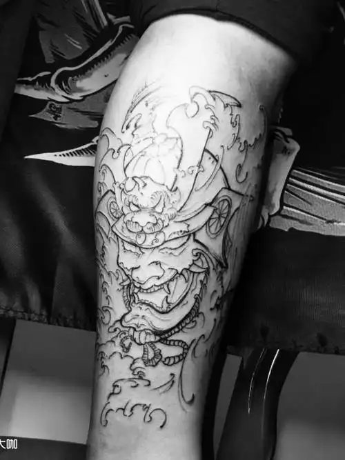 鬼武士线条 下次继续_纹身图案手稿图片_阿俊的纹身作品集