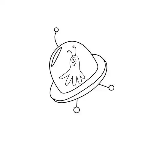 卡通可爱有趣的外星人在飞碟,ufo.轮廓简单的矢量插图,图标.