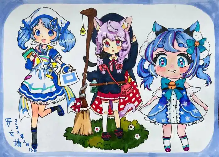 创意美术10岁马克笔动漫画q版人物