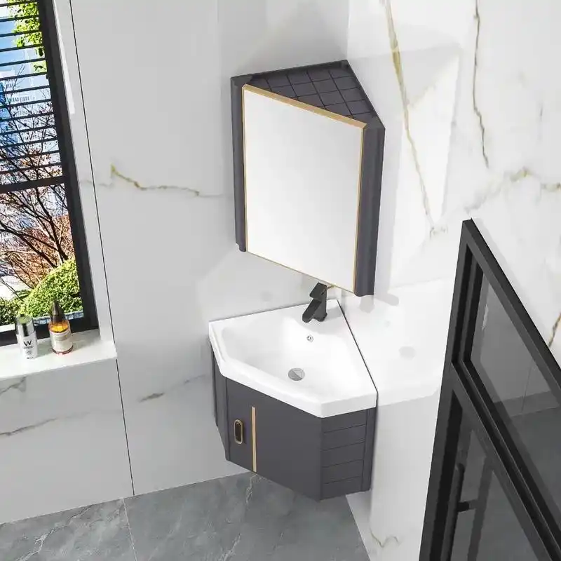 挂墙式转角陶瓷洗手盆小户型卫生间洗脸盆柜组合三角形迷你洗漱台